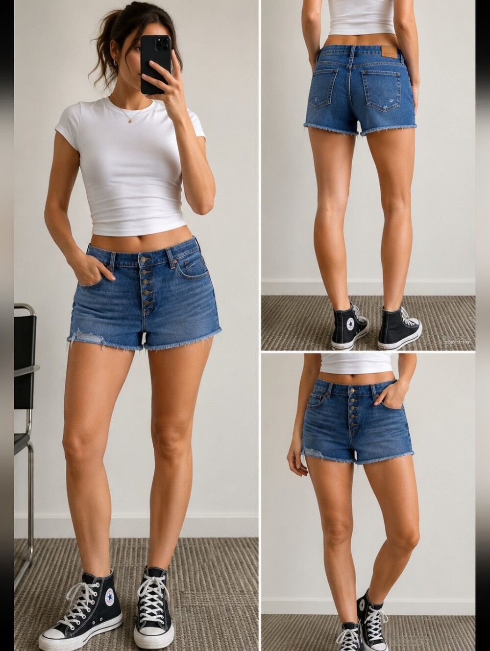American Eagle The Dream Short Skinny Bermuda Denim Shorts Low Rise Button Fly